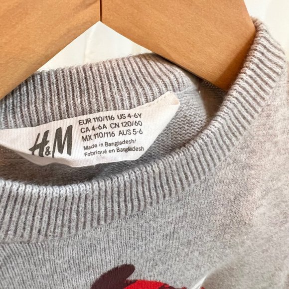 H&M Kids 4-6 Years Snow Bear Scarf Christmas Ugly Sweater - Picture 3 of 4